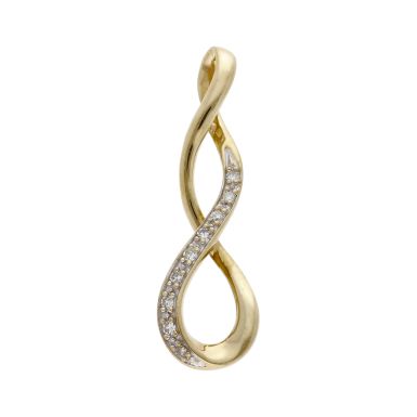 Pre-Owned 9ct Yellow Gold Diamond Set Infinity Pendant