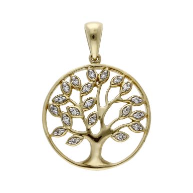 Pre-Owned 9ct Yellow Gold Diamond Set Tree of Life Pendant