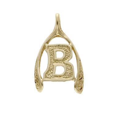 Pre-Owned 9ct Yellow Gold Initial B Wishbone Pendant