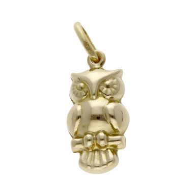 Pre-Owned 9ct Yellow Gold Hollow Owl Charm
