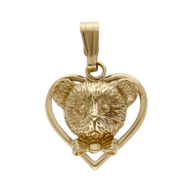 Pre-Owned 9ct Yellow Gold Teddy Bear Heart Pendant