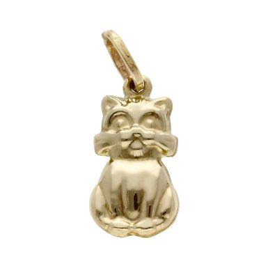 Pre-Owned 9ct Yellow Gold Hollow Sitting Cat Charm