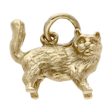 Pre-Owned 9ct Yellow Gold Solid Cat Charm