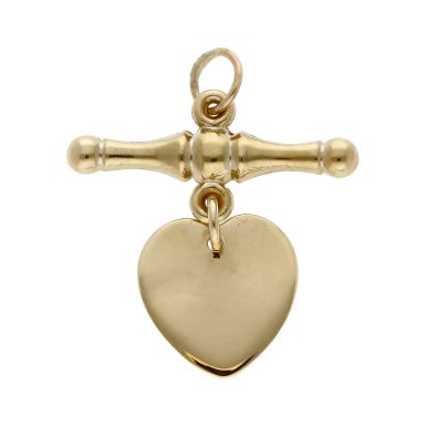 Pre-Owned 9ct Yellow Gold T-Bar & Heart Pendant