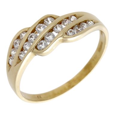 Pre-Owned 9ct Gold Multi Row Cubic Zirconia Crossover Ring