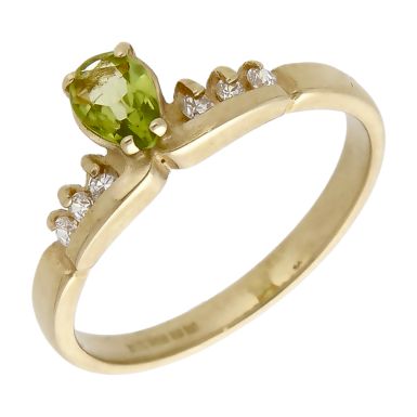 Pre-Owned 9ct Yellow Gold Peridot & Cubic Zirconia Dress Ring