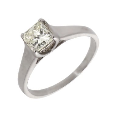 Pre-Owned 18ct Gold 1.01ct Princess Cut Diamond Solitaire Ring