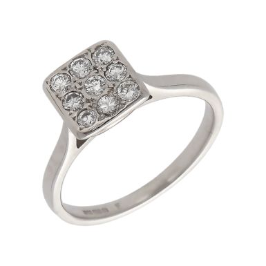 Pre-Owned 18ct White Gold Diamond Square Cluster Ring