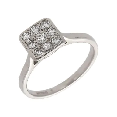 Pre-Owned 18ct White Gold Diamond Square Cluster Ring