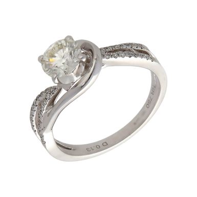 Pre-Owned 18ct White Gold Diamond Solitaire Twist Ring