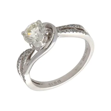 Pre-Owned 18ct White Gold Diamond Solitaire Twist Ring
