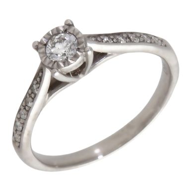 Pre-Owned 9ct Gold 0.25ct Diamond Solitaire & Shoulders Ring
