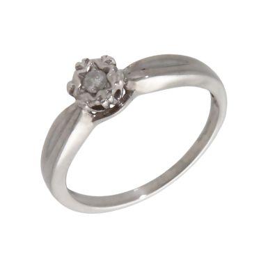 Pre-Owned 9ct White Gold Illusion Set Diamond Solitaire Ring