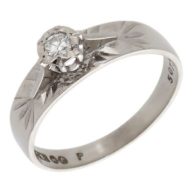 Pre-Owned 14ct White Gold Illusion Set Diamond Solitaire Ring