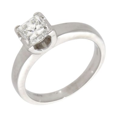 Pre-Owned 14ct White Gold Princess Cut Diamond Solitaire Ring