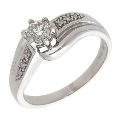 Pre-Owned 9ct White Gold 0.30ct Diamond Solitaire Twist Ring