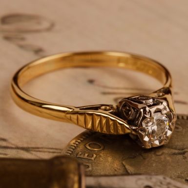 Pre-Owned Vintage 1973 18ct Yellow Gold Diamond Solitaire Ring