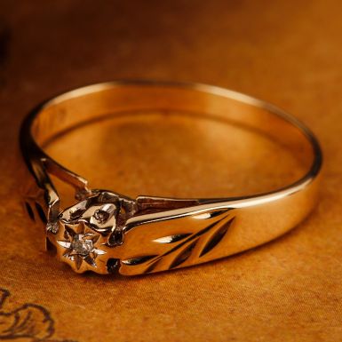 Pre-Owned Vintage 1987 9ct Yellow Gold Diamond Solitaire Ring