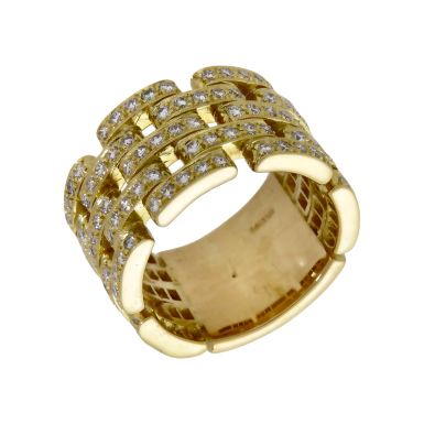 Pre-Owned 18ct Gold Diamond Set 13mm Wide Brick Link Band Ring