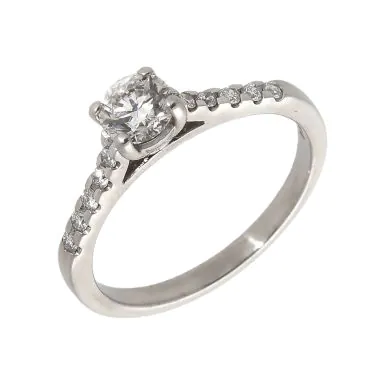 Pre-Owned 18ct White Gold Diamond Solitaire & Shoulders Ring