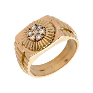 Pre-Owned 9ct Yellow Gold 0.50ct Diamond Signet Ring