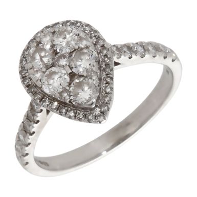 Pre-Owned 18ct White Gold 1.00ct Diamond Pear Cluster Ring
