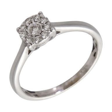 Pre-Owned 9ct White Gold 0.15ct Diamond Halo Cluster Ring