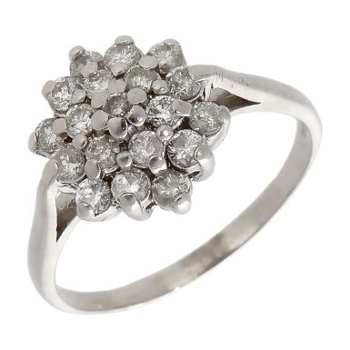 Pre-Owned 18ct White Gold 0.75ct Diamond Cluster Ring