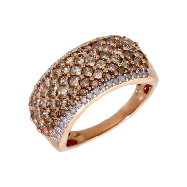 Pre-Owned 9ct Rose Gold 1.20ct Champagne Diamond Cluster Ring