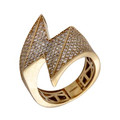 Pre-Owned 9ct Yellow Gold Cubic Zirconia ZigZag Dress Ring