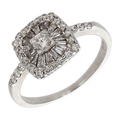 Pre-Owned 18ct White Gold Mixed Cut Diamond Cluster Ring
