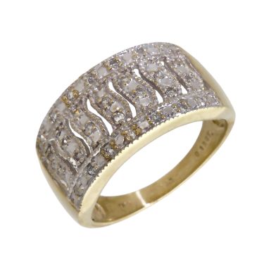 Pre-Owned 9ct Gold 0.15ct Diamond Multi Row Dress Ring