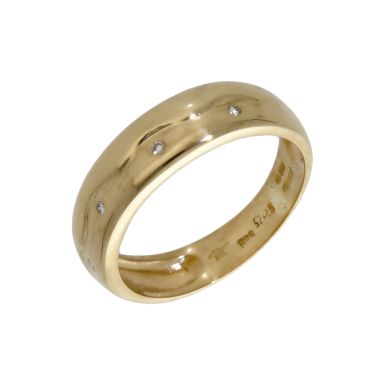 Pre-Owned 14ct Yellow Gold Diamond Set Wave Band Dress Ring
