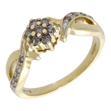 Pre-Owned 9ct Yellow Gold 0.25ct Diamond Cluster Ring