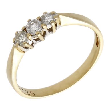 Pre-Owned 9ct Yellow Gold 0.25ct Diamond Trilogy Ring