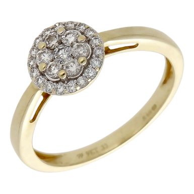 Pre-Owned 9ct Yellow Gold 0.33ct Diamond Circle Cluster Ring