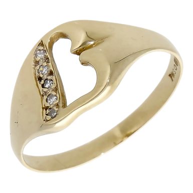 Pre-Owned 9ct Yellow Gold Diamond Set £ Sign Signet Ring