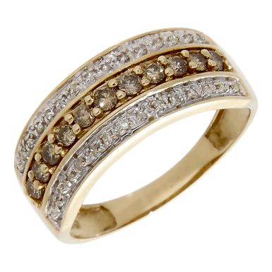 Pre-Owned 9ct Yellow Gold Champagne Diamond Dress Ring