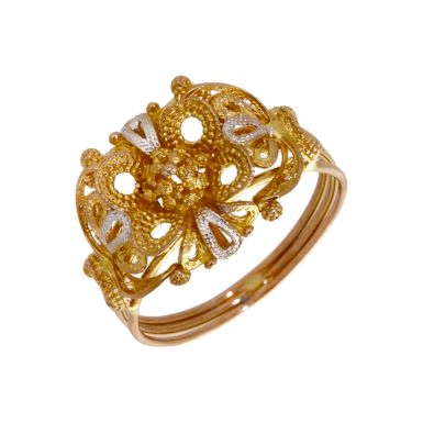 Pre-Owned 18ct Yellow & White Gold Fancy Beaded Dress Ring