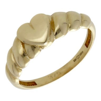 Pre-Owned 9ct Yellow Gold Heart Twist Dress Ring