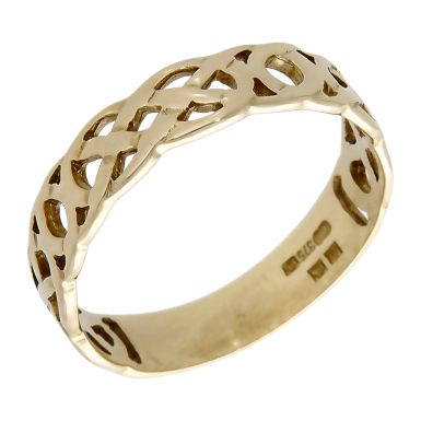Pre-Owned 9ct Yellow Gold Celtic Woven Band Ring