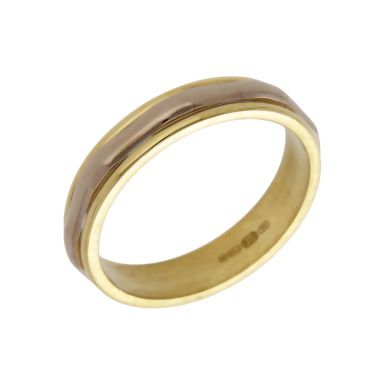 Pre-Owned 18ct Yellow & White Gold 4mm Wedding Band Ring