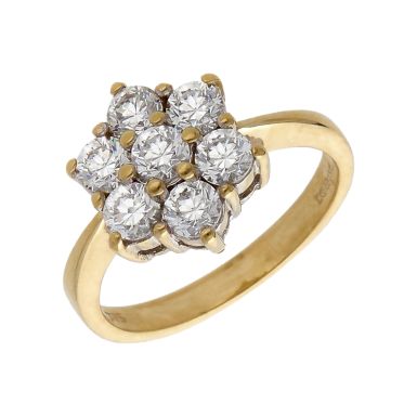 Pre-Owned 9ct Yellow Gold Cubic Zirconia Cluster Ring