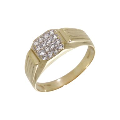 Pre-Owned 9ct Yellow Gold Cubic Zirconia Signet Ring