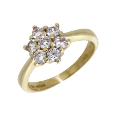 Pre-Owned 9ct Yellow Gold Cubic Zirconia Cluster Ring