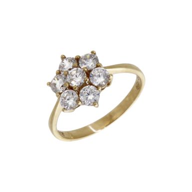 Pre-Owned 9ct Yellow Gold Cubic Zirconia Cluster Ring