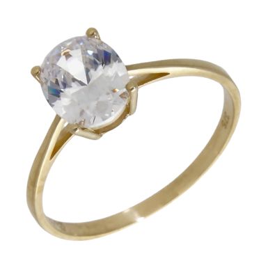 Pre-Owned 9ct Yellow Gold Oval Cubic Zirconia Solitaire Ring