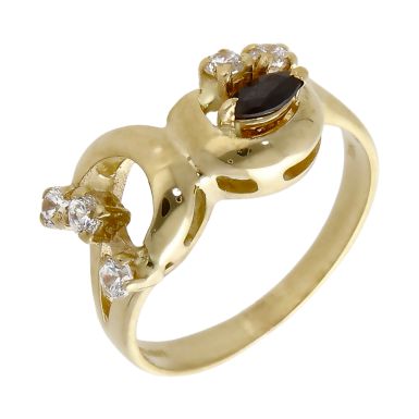 Pre-Owned 14ct Yellow Gold Sapphire & Cubic Zirconia Dress Ring