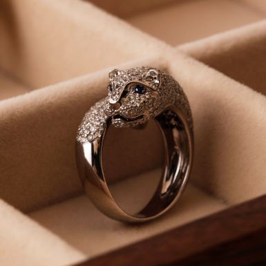 Pre-Owned 18ct White Gold Diamond Set Wraparound Panther Ring