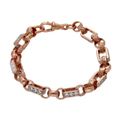 Pre-Owned 9ct Rose Gold 7.5" Cubic Zirconia Set Belcher Bracelet